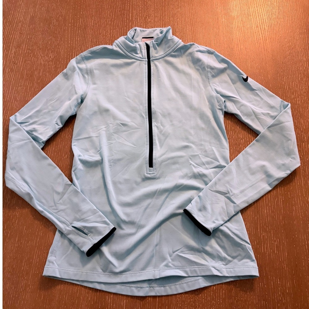 Nike Pro Dri-FIT Women's Medium Light Blue 1/2 Zip Long Sleeve Pullover Top